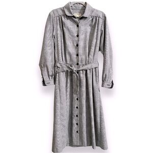 L.L.Bean Vintage Plaid Button Front Belted Dress Size 10